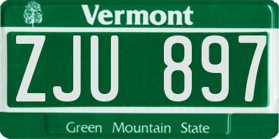 VT license plate ZJU897