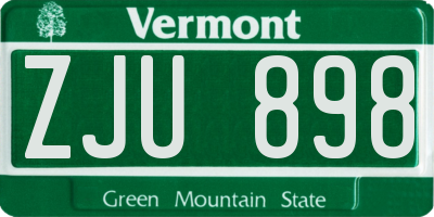 VT license plate ZJU898