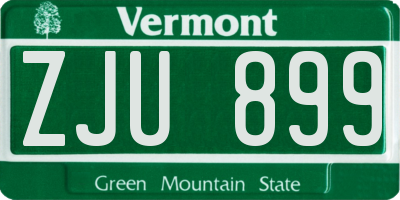 VT license plate ZJU899