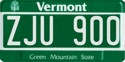 VT license plate ZJU900