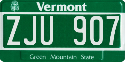 VT license plate ZJU907