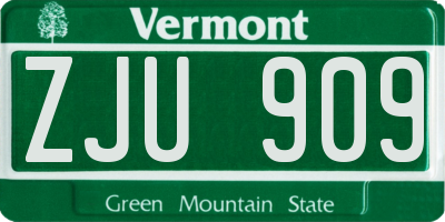VT license plate ZJU909