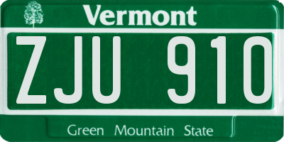 VT license plate ZJU910