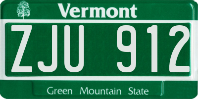 VT license plate ZJU912