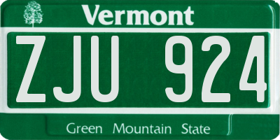 VT license plate ZJU924