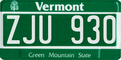 VT license plate ZJU930