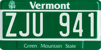 VT license plate ZJU941