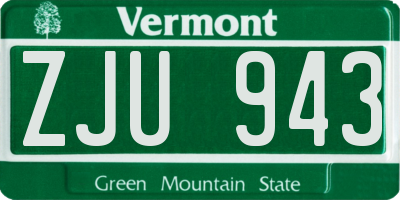 VT license plate ZJU943