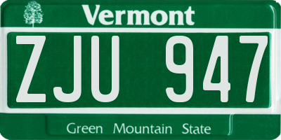 VT license plate ZJU947