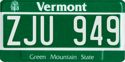 VT license plate ZJU949