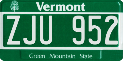 VT license plate ZJU952
