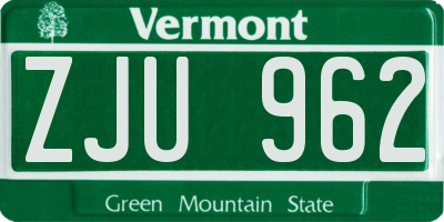 VT license plate ZJU962