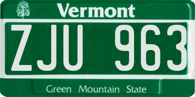 VT license plate ZJU963