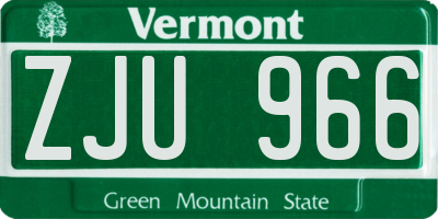 VT license plate ZJU966