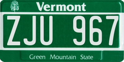 VT license plate ZJU967