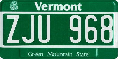 VT license plate ZJU968