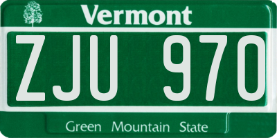 VT license plate ZJU970
