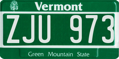 VT license plate ZJU973