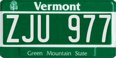 VT license plate ZJU977