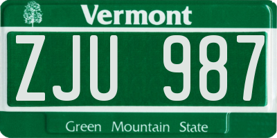 VT license plate ZJU987