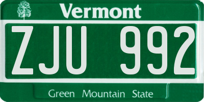 VT license plate ZJU992