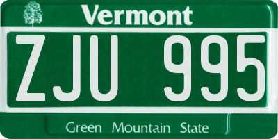 VT license plate ZJU995