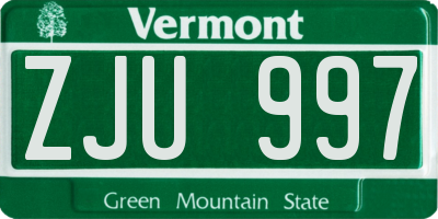 VT license plate ZJU997