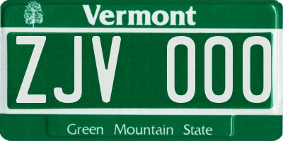 VT license plate ZJV000