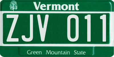 VT license plate ZJV011
