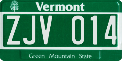 VT license plate ZJV014