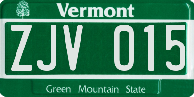 VT license plate ZJV015