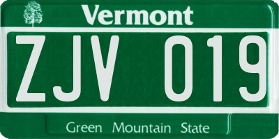 VT license plate ZJV019