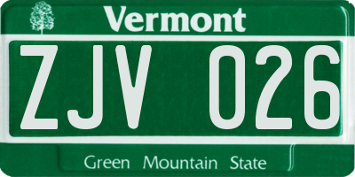 VT license plate ZJV026