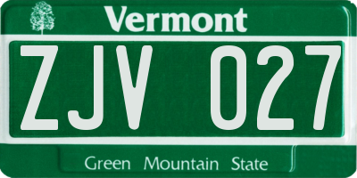 VT license plate ZJV027