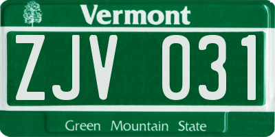 VT license plate ZJV031