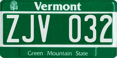 VT license plate ZJV032