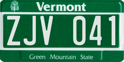 VT license plate ZJV041