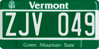VT license plate ZJV049
