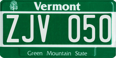 VT license plate ZJV050
