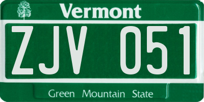VT license plate ZJV051
