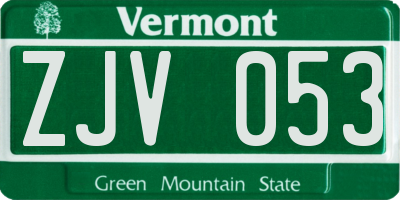 VT license plate ZJV053