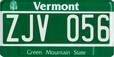 VT license plate ZJV056