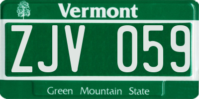 VT license plate ZJV059