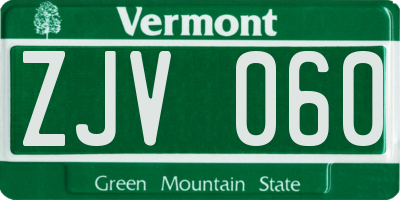 VT license plate ZJV060