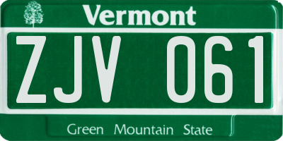 VT license plate ZJV061