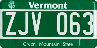 VT license plate ZJV063