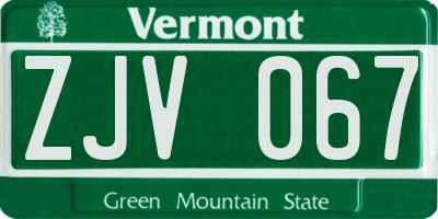 VT license plate ZJV067