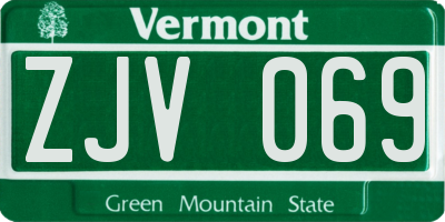 VT license plate ZJV069