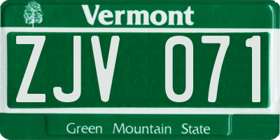 VT license plate ZJV071