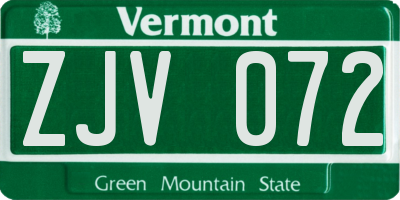 VT license plate ZJV072